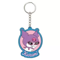 Kuromi - Rubber Keychain with Glitter Effect (7 cm) - Stickers Style-