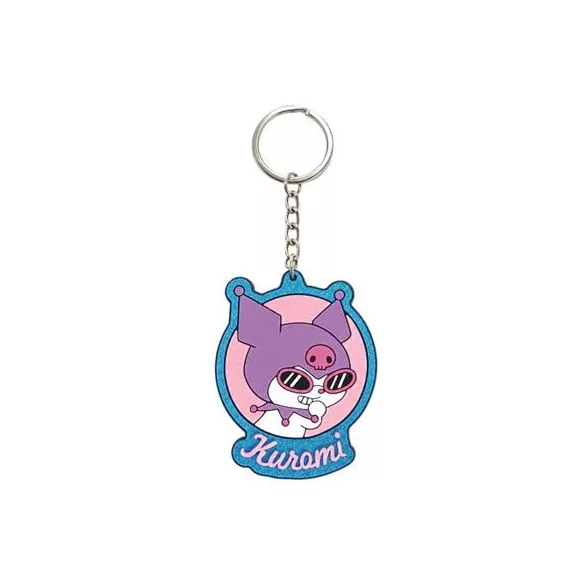 Kuromi - Rubber Keychain with Glitter Effect (7 cm) - Stickers Style-