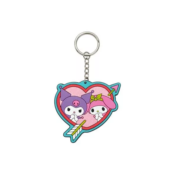 Kuromi & My Melody - Rubber Keychain with Glitter Effect (6 cm) - Stickers Style-