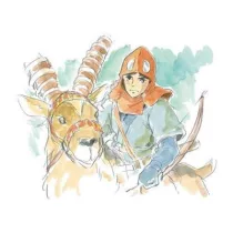 Princess Mononoke - Watercolor Greeting Card (24x15,8 cm) - Ashitaka & Yakul-MOVIC-95202