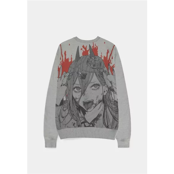 Chainsaw Man - Grey Melange Men's Sweatshirt - Power / Logo with splatter accent - 2XL-SW575018CSM-2XL
