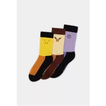 Pokémon - Crew Socks (3 Pack) - Eevee, Gengar, and Pikachu - 35/38-CR883055POK-35/38