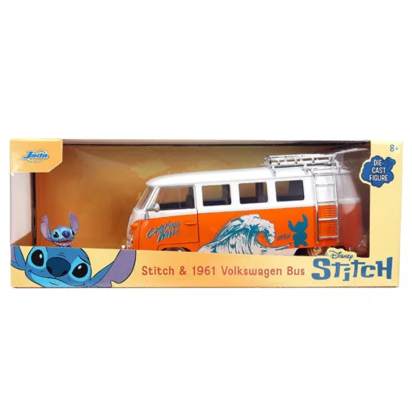 Lilo & Stitch modellautó – 1961 VW Bus Stitch figurával