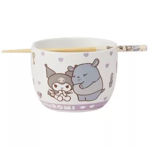Kuromi - Ceramic Bowl & Chopsticks Set-SKATER-SR-69725