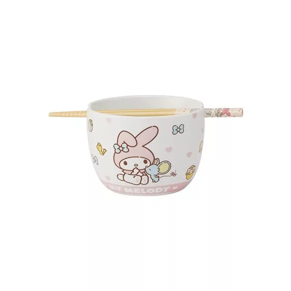 My Melody - Ceramic Bowl & Chopsticks Set-SKATER-SR-69724