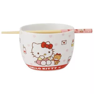 Hello Kitty - Ceramic Bowl & Chopsticks Set-SKATER-HK-69723