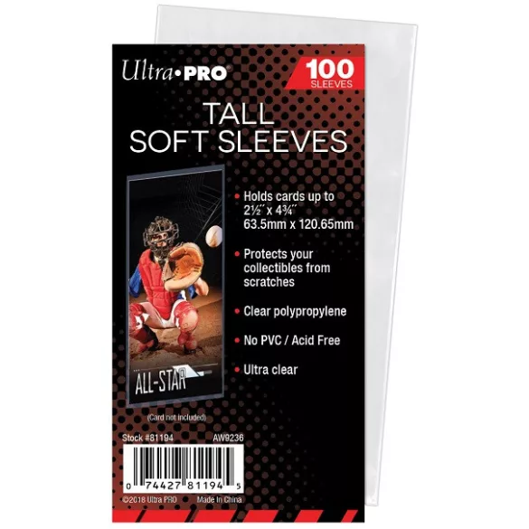 UP - Tall Soft Card Sleeves - 2-1/2 x 4-3/4 (100 Sleeves)-81194