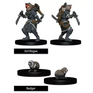 WizKids Painted Miniatures: Girl Rogue & Badger-WZK73324