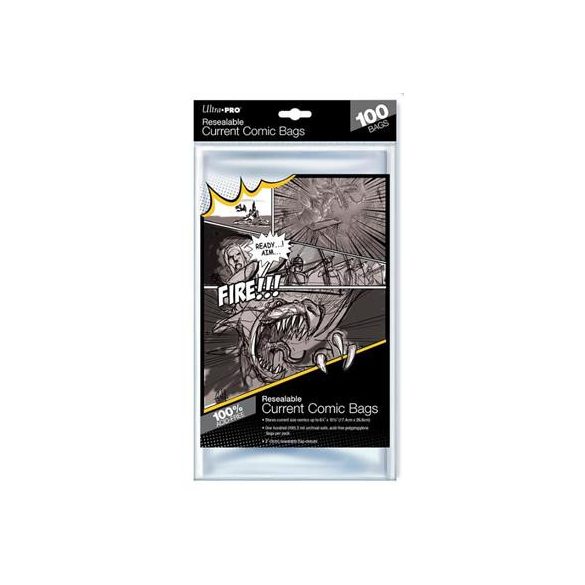 UP - Comic Bags - Current Size Re-Sealable (100 Bags)-82225