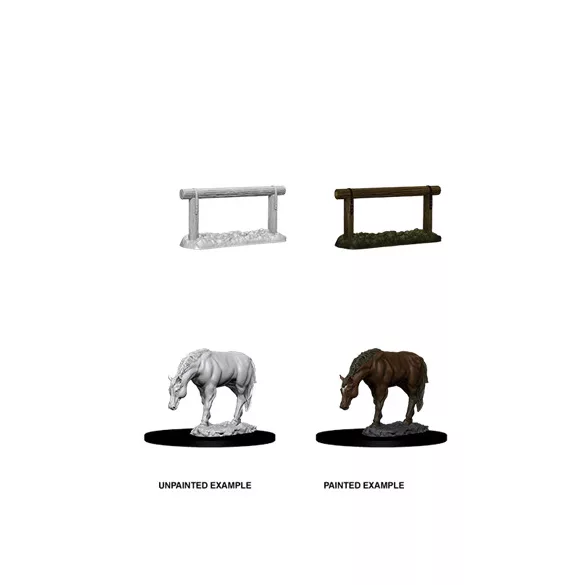 Wizkids Deep Cuts Unpainted Miniatures: Horse & Hitch-73862
