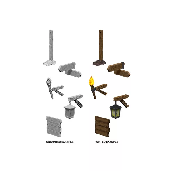 Wizkids Deep Cuts Unpainted Miniatures: Signs & lights-73869