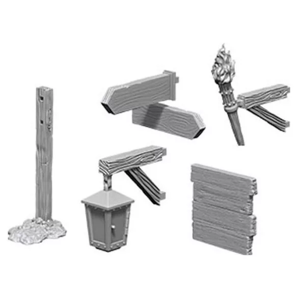 Wizkids Deep Cuts Unpainted Miniatures: Signs & lights-73869