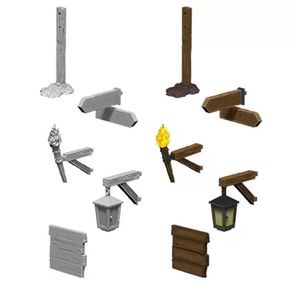 Wizkids Deep Cuts Unpainted Miniatures: Signs & lights-73869
