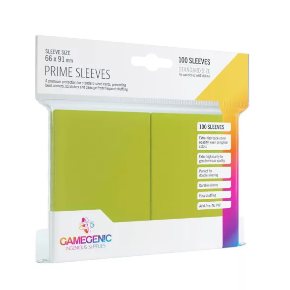 Gamegenic - Prime Sleeves Lime (100 Sleeves)-GGS10022ML