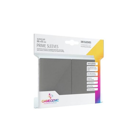 Gamegenic - Prime Sleeves Gray (100 Sleeves)-GGS10025ML