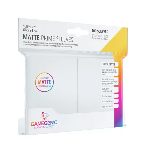Gamegenic - Matte Prime Sleeves White (100 Sleeves)-GGS10029ML