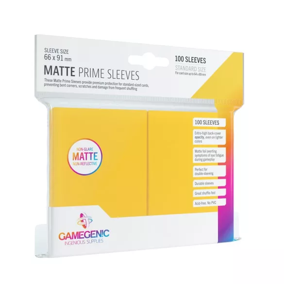 Gamegenic - Matte Prime Sleeves Yellow (100 Sleeves)-GGS10032ML