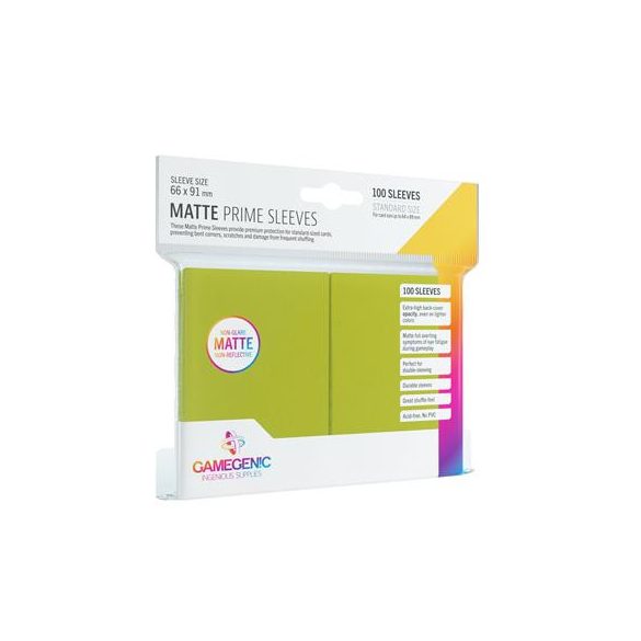 Gamegenic - Matte Prime Sleeves Lime (100 Sleeves)-GGS10034ML