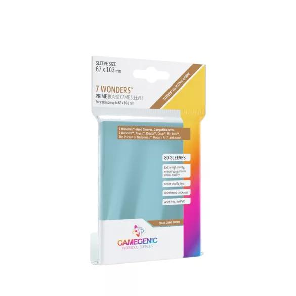 Gamegenic - PRIME 7 Wonders Sleeves 67 x 103 mm - Clear (80 Sleeves)-GGS10044ML