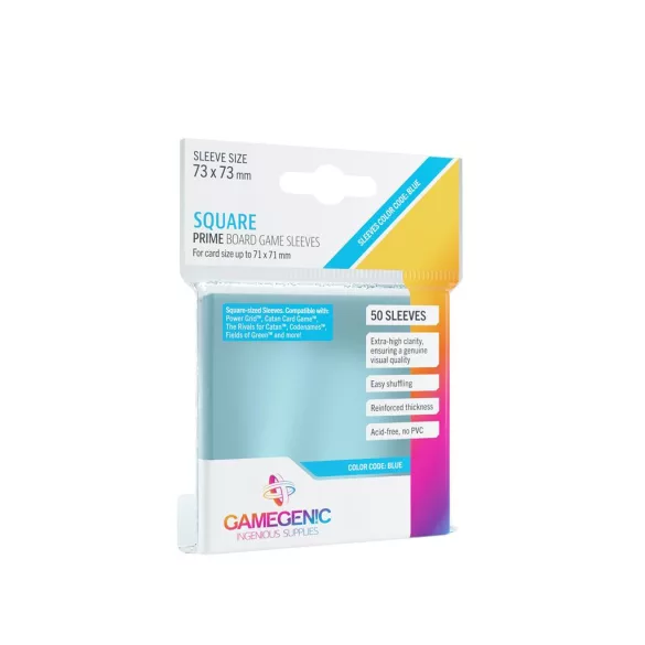 Gamegenic - PRIME Square-Sized Sleeves 73 x 73 mm - Clear (50 Sleeves)-GGS10046ML