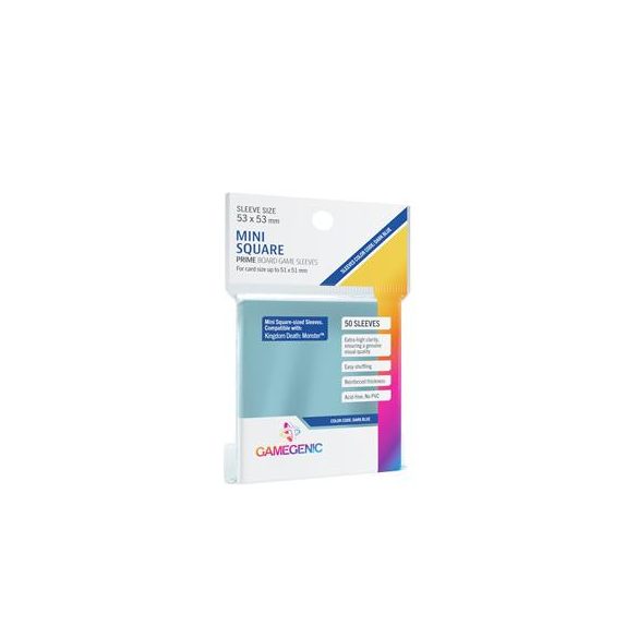Gamegenic - PRIME Mini Square-Sized Sleeves 53 x 53 mm - Clear (50 Sleeves)-GGS10047ML