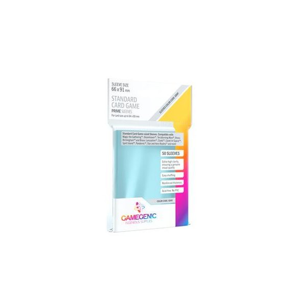 Gamegenic - PRIME Standard Card Game Sleeves 66 x 91 mm - Clear (50 Sleeves)-GGS10048ML