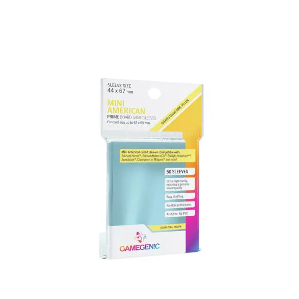 Gamegenic - PRIME Mini American-Sized Sleeves 44 x 67 mm - Clear (50 Sleeves)-GGS10052ML