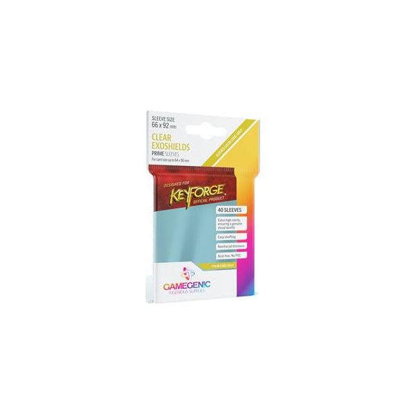 Gamegenic - PRIME KeyForge Exoshields 66 x 92 mm - Clear (40 Sleeves)-GGS10069ML