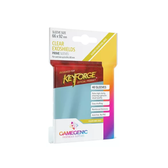 Gamegenic - PRIME KeyForge Exoshields 66 x 92 mm - Clear (40 Sleeves)-GGS10069ML