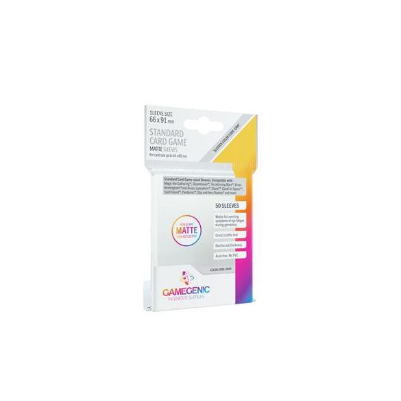 Gamegenic - MATTE Standard Card Game Sleeves 66 x 91 mm - Clear (50 Sleeves)-GGS10063ML