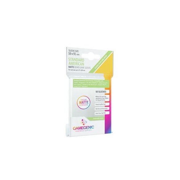 Gamegenic - MATTE Standard American-Sized Boardgame Sleeves 59 x 91 mm - Clear (50 Sleeves)-GGS10066ML
