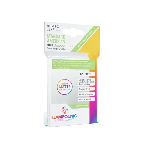 Gamegenic - MATTE Standard American-Sized Boardgame Sleeves 59 x 91 mm - Clear (50 Sleeves)-GGS10066ML