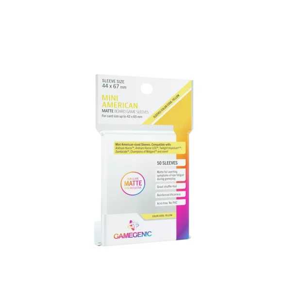 Gamegenic - MATTE Mini American-Sized Boardgame Sleeves 44 x 67 mm - Clear (50 Sleeves)-GGS10067ML