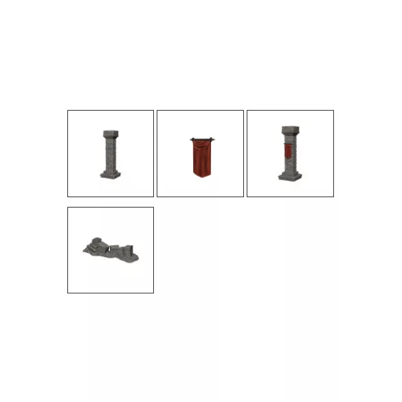 Wizkids Deep Cuts Unpainted Miniatures: Pillars & Banners-90046