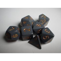 Chessex Opaque Polyhedral 7-Die Sets - Dark Grey w/copper-25420