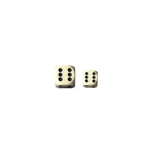Chessex Opaque 16mm d6 with pips Dice Blocks (12 Dice) - Ivory w/black-25600