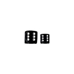 Chessex Opaque 16mm d6 with pips Dice Blocks (12 Dice) - Black w/white-25608