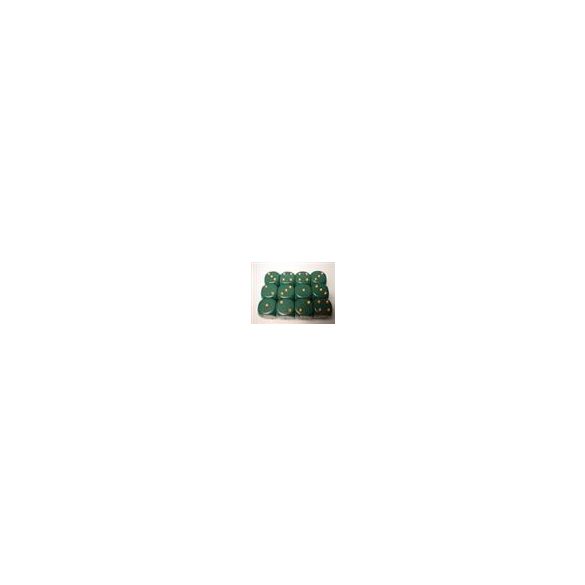 Chessex Opaque 16mm d6 with pips Dice Blocks (12 Dice) - Dusty Green w/gold-25615