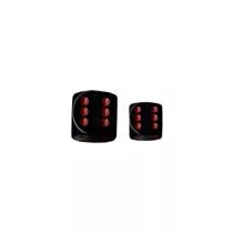 Chessex Opaque 16mm d6 with pips Dice Blocks (12 Dice) - Black w/red-25618