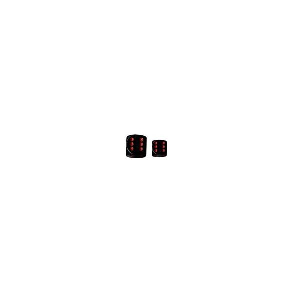 Chessex Opaque 16mm d6 with pips Dice Blocks (12 Dice) - Black w/red-25618