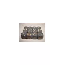 Chessex Opaque 16mm d6 with pips Dice Blocks (12 Dice) - Dark Grey w/copper-25620