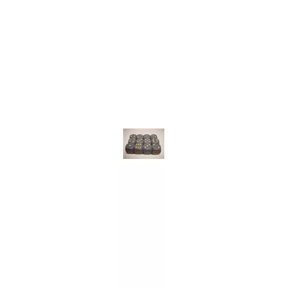 Chessex Opaque 16mm d6 with pips Dice Blocks (12 Dice) - Dark Grey w/copper-25620