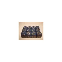 Chessex Opaque 16mm d6 with pips Dice Blocks (12 Dice) - Dusty Blue w/gold-25626