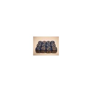 Chessex Opaque 16mm d6 with pips Dice Blocks (12 Dice) - Dusty Blue w/gold-25626