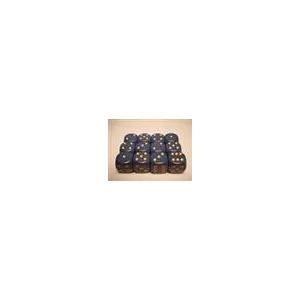 Chessex Opaque 16mm d6 with pips Dice Blocks (12 Dice) - Dusty Blue w/gold-25626