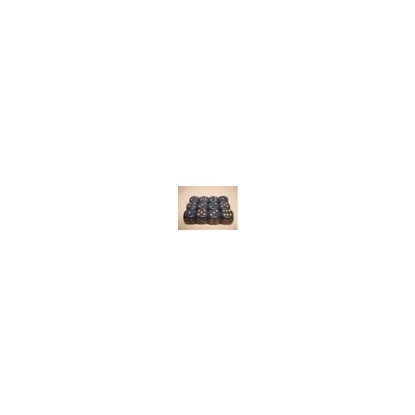 Chessex Opaque 16mm d6 with pips Dice Blocks (12 Dice) - Dusty Blue w/gold-25626