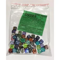 Chessex Signature Bags of 50 Asst. Dice - 12mm d6 w/pips Dice-29222