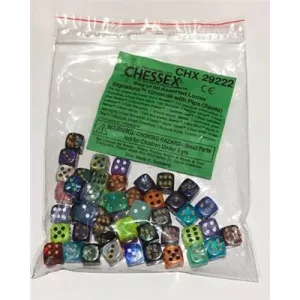 Chessex Signature Bags of 50 Asst. Dice - 12mm d6 w/pips Dice-29222