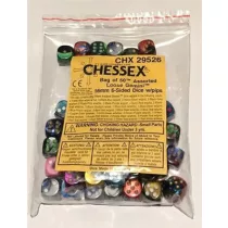 Chessex Gemini Bags of 50 Asst. Dice - Loose Gemini 16mm d6 w/pips Dice-29526