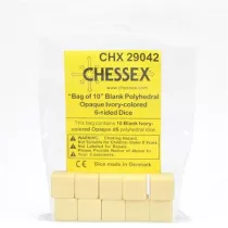 Chessex Opaque Polyhedral Bag of 10 Blank 6-sided dice-29042